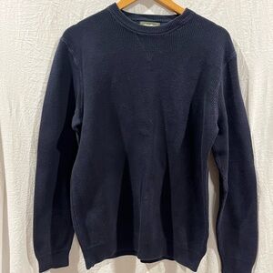Vintage Eddie Bauer Men’s Medium 100% Cotton Navy Blue Rib Knit Sweater